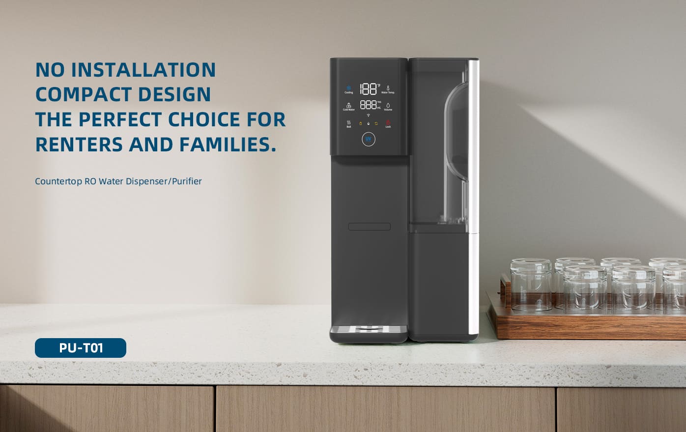 PU-T01 countertop reverse osmosis water purifier&dispenser for home_PUREZA