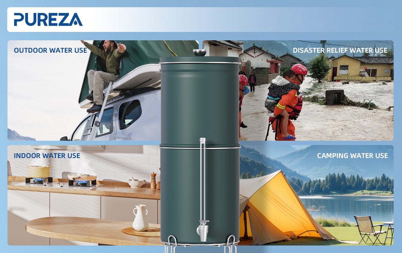 Stainless Steel Gravity Water Filter System